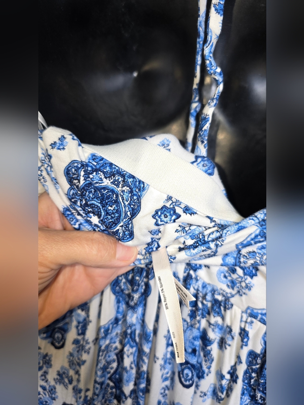 Soma Blue and White Printed Halter Maxi Dress Size Small - Picture 7 of 9
